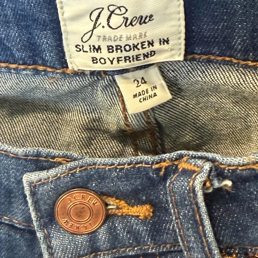 J.Crew Slim Broken-In Boyfriend Jeans Size 24 Distressed Medium Wash Denim